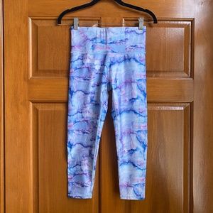 Terez Blue and Pink Marble Leggings